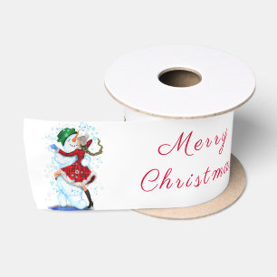 Christmas nowman and Girl Dancers Funny Ribbon Satin Ribbon