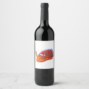  Christmas Nudibranch Sea Slug Santa Hat Holiday   Wine Label