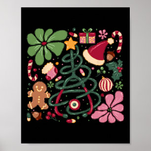 Christmas Nurse Boho Flower Stethoscope Nursing Xm Poster