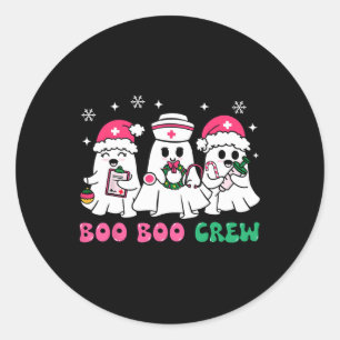 Christmas Nurse Boo Boo Crew Ghost Santa Xmas Nurs Classic Round Sticker
