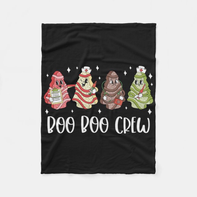 Christmas Nurse Boo Boo Crew Tree Cake Xmas Nursin Fleece Blanket (Front)