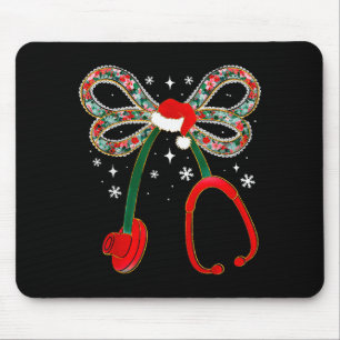 Christmas Nurse Coquette Bow Stethoscope Nursing X Mouse Pad