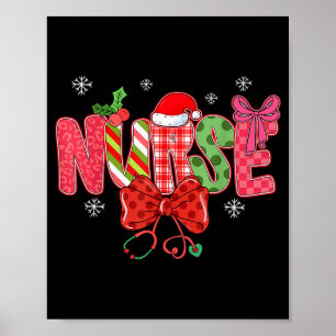 Christmas Nurse Coquette Bow Stethoscope Nursing X Poster