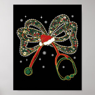 Christmas Nurse Coquette Bow Stethoscope Xmas Sant Poster