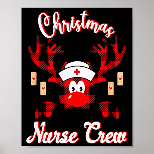Christmas Nurse Crew - A Reindeer Nurse Buffalo Pl Poster (Front)