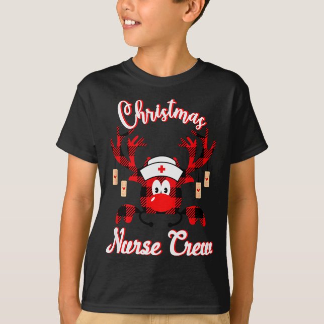 Christmas Nurse Crew - A Reindeer Nurse Buffalo Pl T-Shirt (Front)