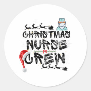 Christmas nurse crew classic round sticker