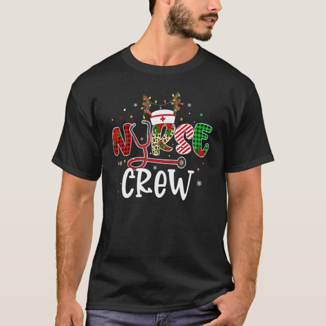 Christmas Nurse Crew  Reindeer Nursing Xmas Party  T-Shirt (Front)