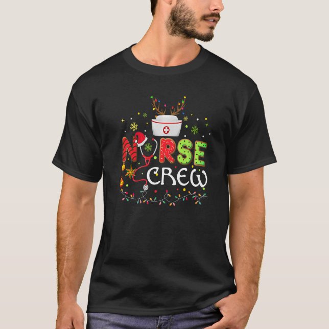 Christmas Nurse Crew  Reindeer Nursing Xmas Party T-Shirt (Front)