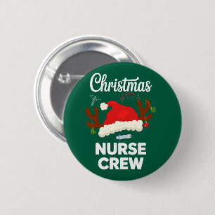 Christmas Nurse Crew Santa Hat Xmas 6 Cm Round Badge