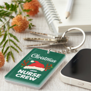 Christmas Nurse Crew Santa Hat Xmas Key Ring