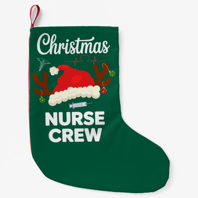 Christmas Nurse Crew Santa Hat Xmas Small Christmas Stocking (Front)