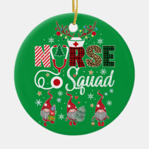Christmas Nurse Crew Squad Xmas Nursing Pyjamas Ceramic Ornament