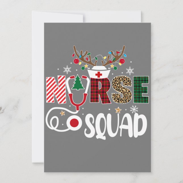Christmas Nurse Crew Squad Xmas Nursing Pyjamas Invitation (Front)