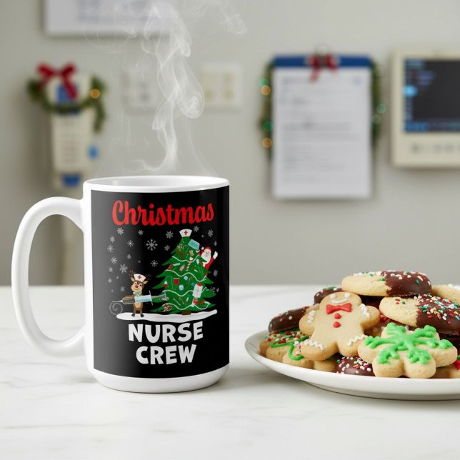 Christmas Nurse Crew with Santa and Reindeer Coffee Mug (Creator Uploaded)