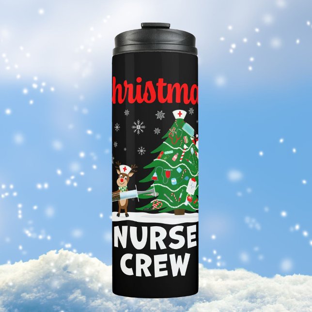 Christmas Nurse Crew with Santa and Reindeer Thermal Tumbler (Creator Uploaded)