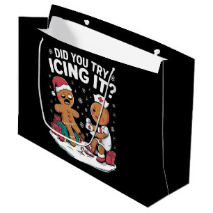 Christmas Nurse Did You Try Icing It Gingerbread Large Gift Bag