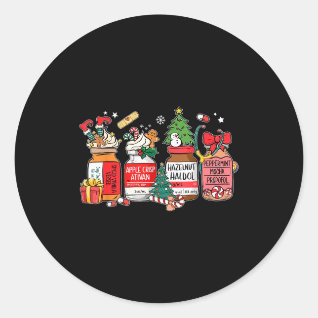 Christmas Nurse Funny Peppermint Mocha Profol Er E Classic Round Sticker (Front)