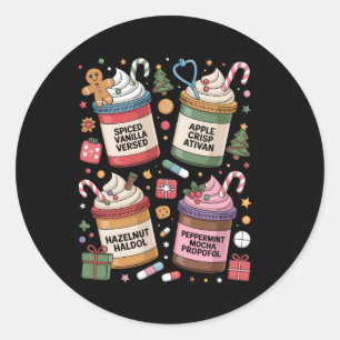 Christmas Nurse Funny Peppermint Mocha Propofol Er Classic Round Sticker