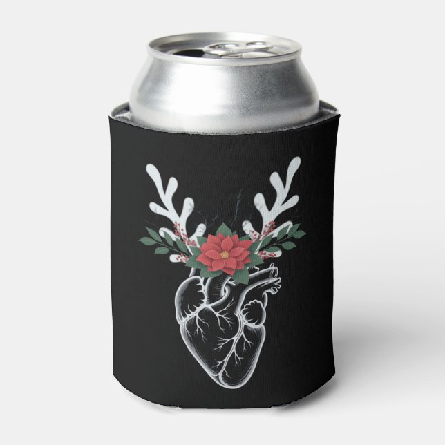Christmas Nurse Heart Anatomy Reindeer Heart   Can Cooler (Can Front)