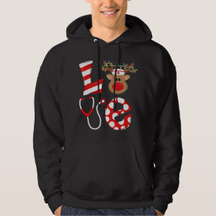 Christmas Nurse Love NICU RN ER Santa Reindeer Nur Hoodie
