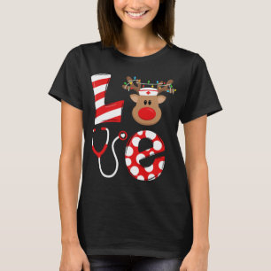 Christmas Nurse Love NICU RN ER Santa Reindeer Nur T-Shirt