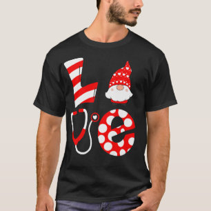 Christmas Nurse NICU Love Stethoscope Santa Gnomes T-Shirt