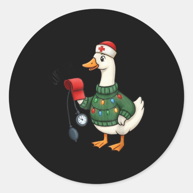 Christmas Nurse, Nurse Life, Cuff em Goose Christm Classic Round Sticker (Front)
