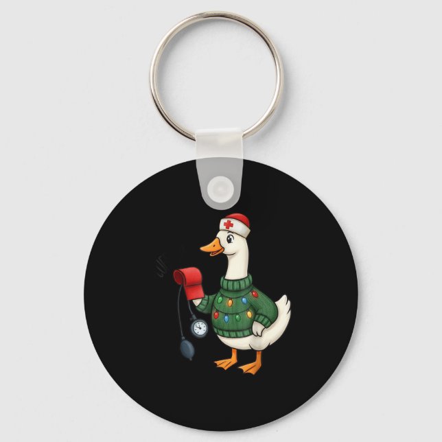 Christmas Nurse, Nurse Life, Cuff em Goose Christm Key Ring (Front)