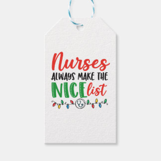 Christmas Nurse, nurses nice list Gift Tags