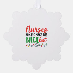 Christmas Nurse, nurses nice list Tree Decoration Card