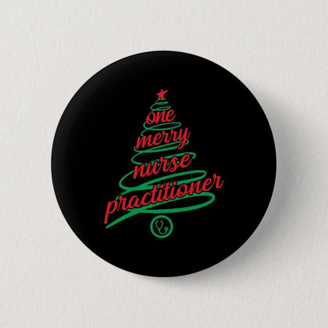 Christmas nurse practitioner, one merry 6 cm round badge (Front)