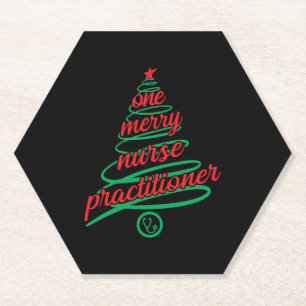 Christmas nurse practitioner, one merry paper coaster