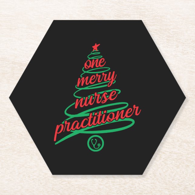 Christmas nurse practitioner, one merry paper coaster (Front)