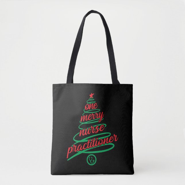 Christmas nurse practitioner, one merry tote bag (Front)