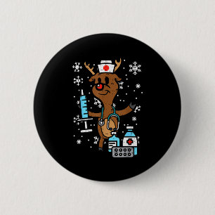Christmas Nurse Reindeer Funny Xmas Nursing Scrub 6 Cm Round Badge