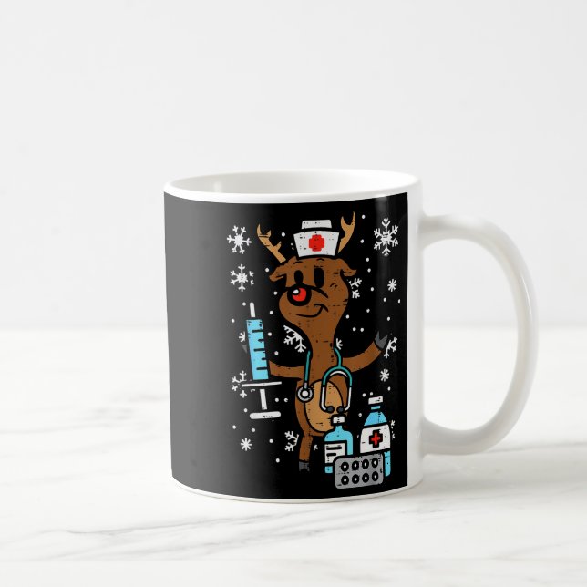 Christmas Nurse Reindeer Funny Xmas Nursing Scrub  Coffee Mug (Right)