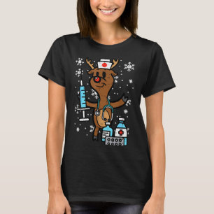 Christmas Nurse Reindeer Funny Xmas Nursing Scrub T-Shirt