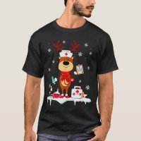 Christmas Nurse Reindeer Funny Xmas Scrub Top Nurs