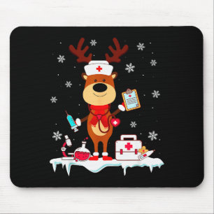 Christmas Nurse Reindeer Funny Xmas Scrub Top Nurs Mouse Pad