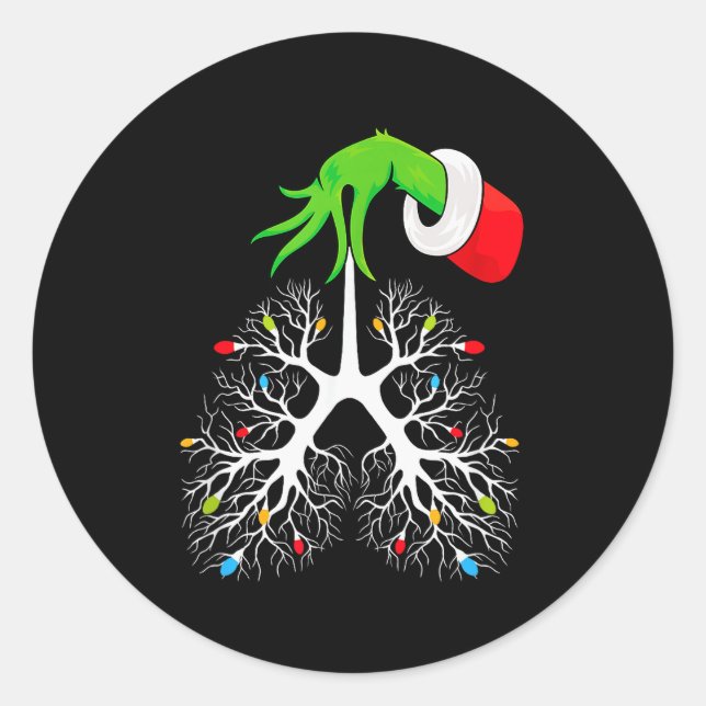 Christmas Nurse Resratory Therast Lung Lights Funn Classic Round Sticker (Front)
