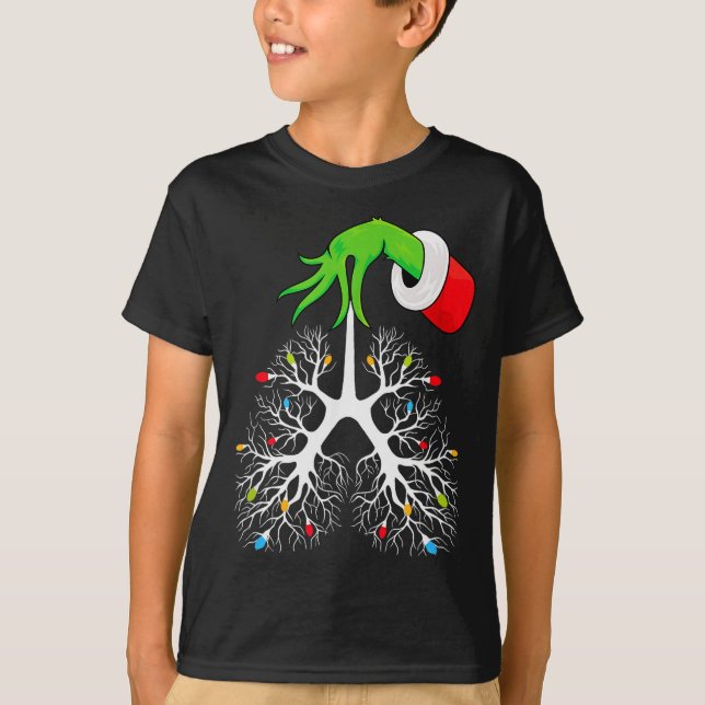 Christmas Nurse Resratory Therast Lung Lights Funn T-Shirt (Front)