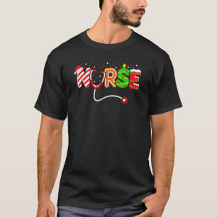 Christmas Nurse Santa Elf RN NICU ER Nursing Squad T-Shirt