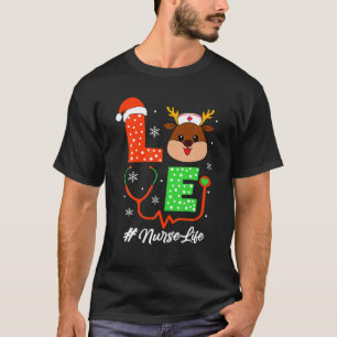 Christmas Nurse Scrub Love Reindeer Nurse T-Shirt