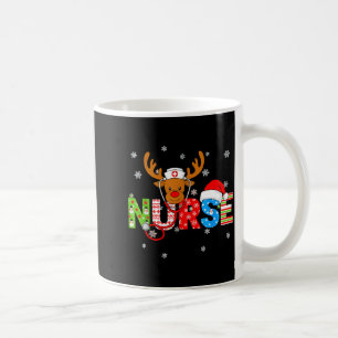 Christmas Nurse Stethoscope Santa Hat Reindeer Xma Coffee Mug