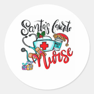 Christmas Nursing1 Classic Round Sticker