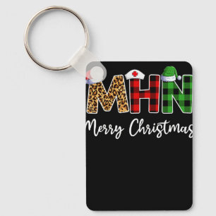 Christmas Nursing For Women Nurse Plaid Leopard M Key Ring