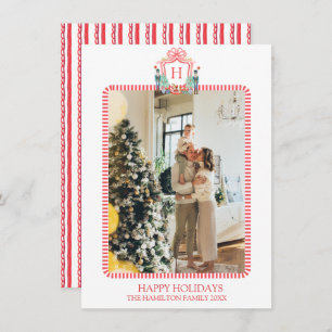Christmas Nutcracke Monogram Photo Grandmillennial Holiday Card
