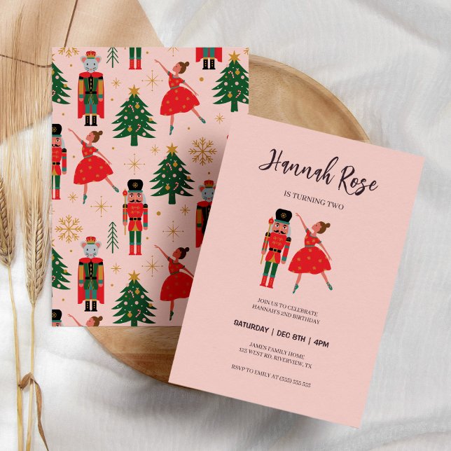 Christmas Nutcracker Ballerina Baby Girl Birthday  Invitation (Creator Uploaded)
