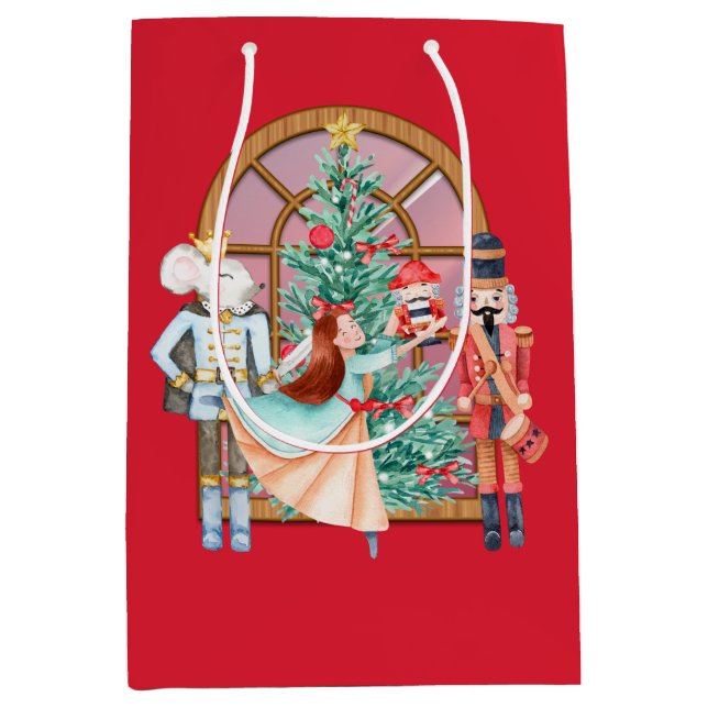 Christmas Nutcracker Ballerina Mouse King  Medium Gift Bag (Front)